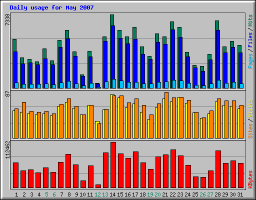 Daily usage for May 2007